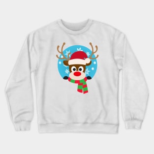 Cute Rudolph Red-Nosed Reindeer Christmas Design Crewneck Sweatshirt